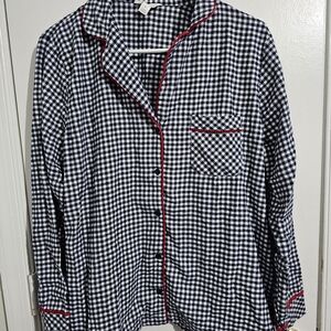 Charter Club Navy and White Gingham Shirt